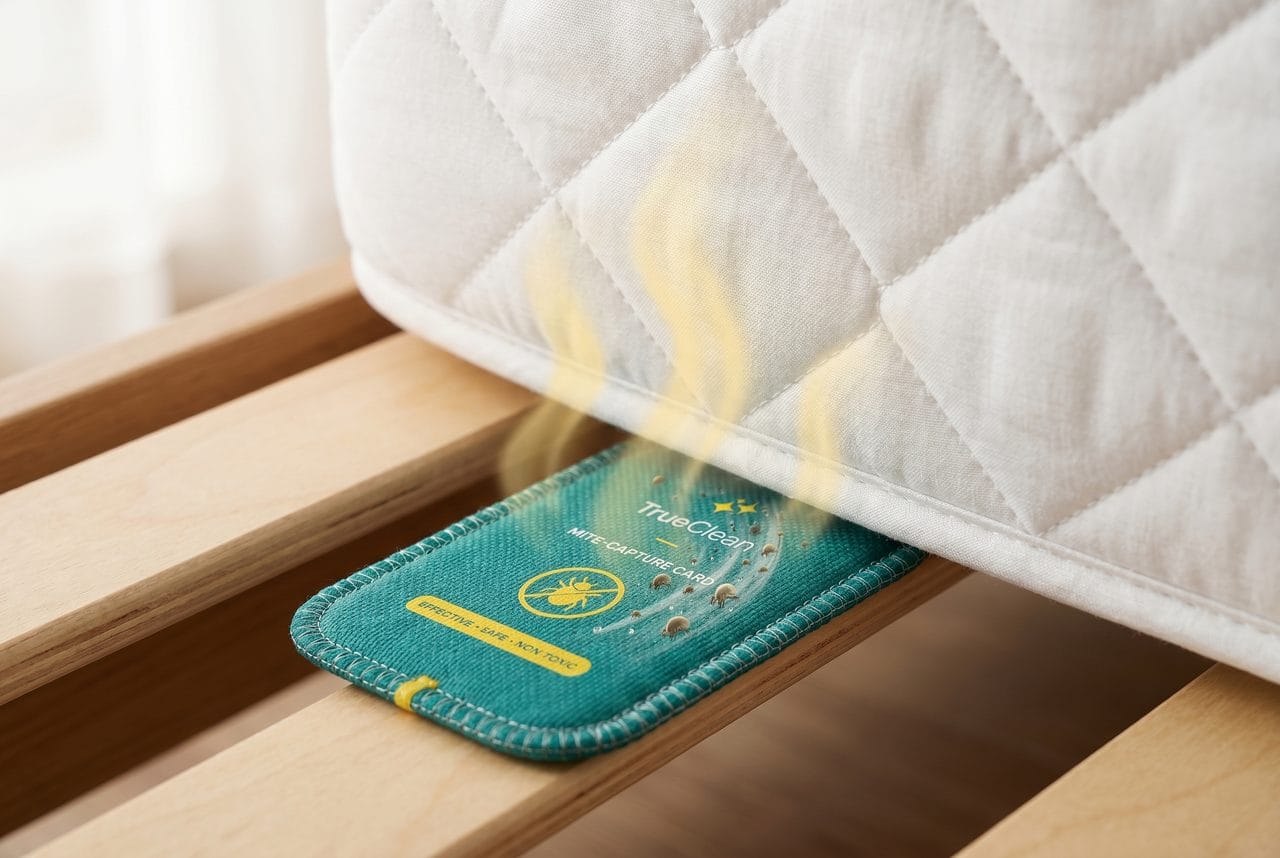 Scent lures mites down out of the mattress into the card