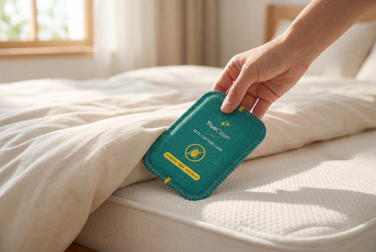 Sliding the card under the mattress corner