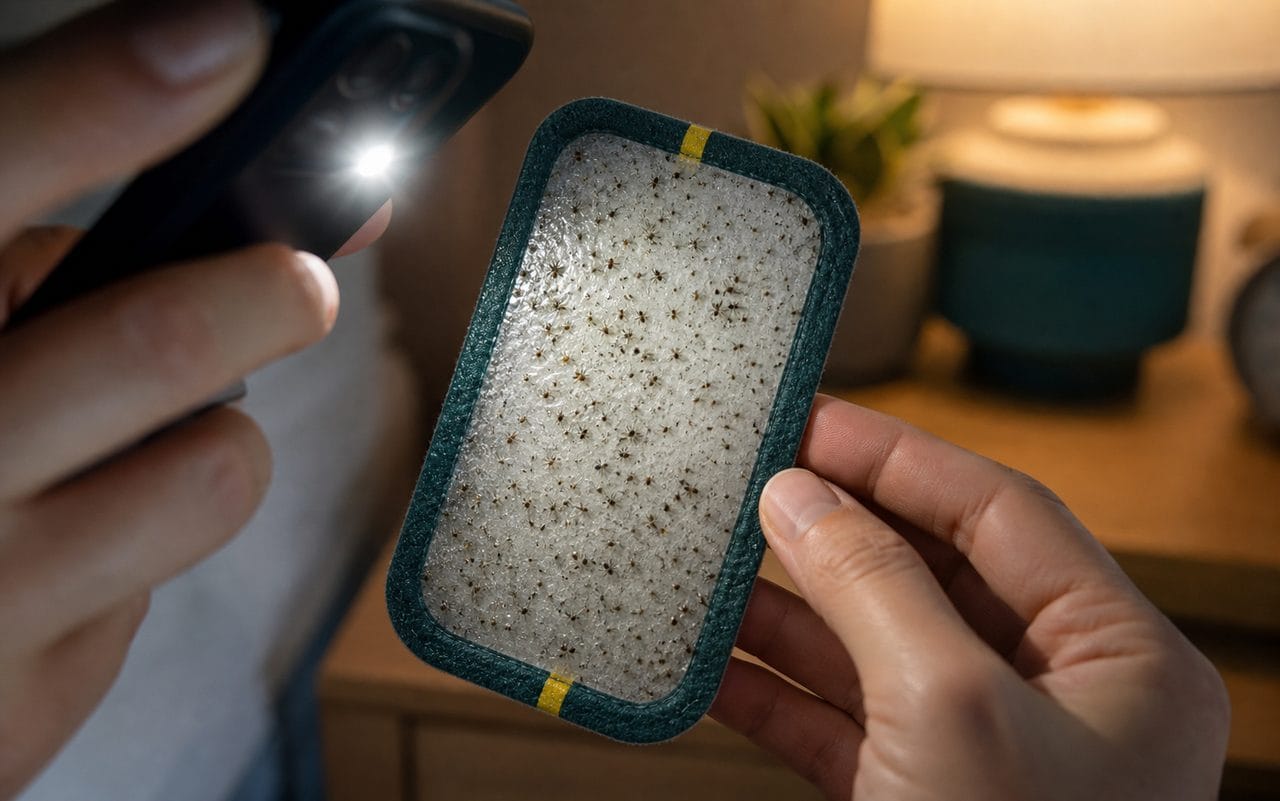 CaptureCard adhesive surface showing captured evidence under phone light