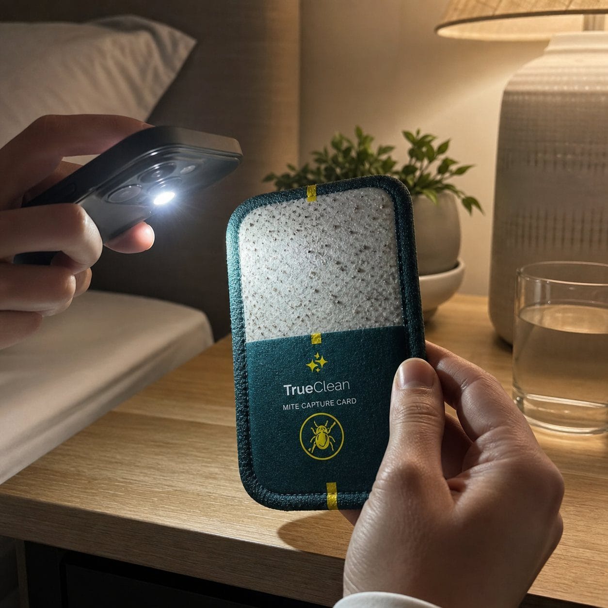 CaptureCard being checked with phone flashlight