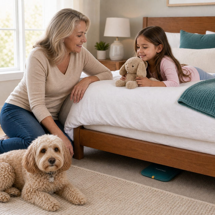 Kids and pet safe CaptureCard tucked under mattress