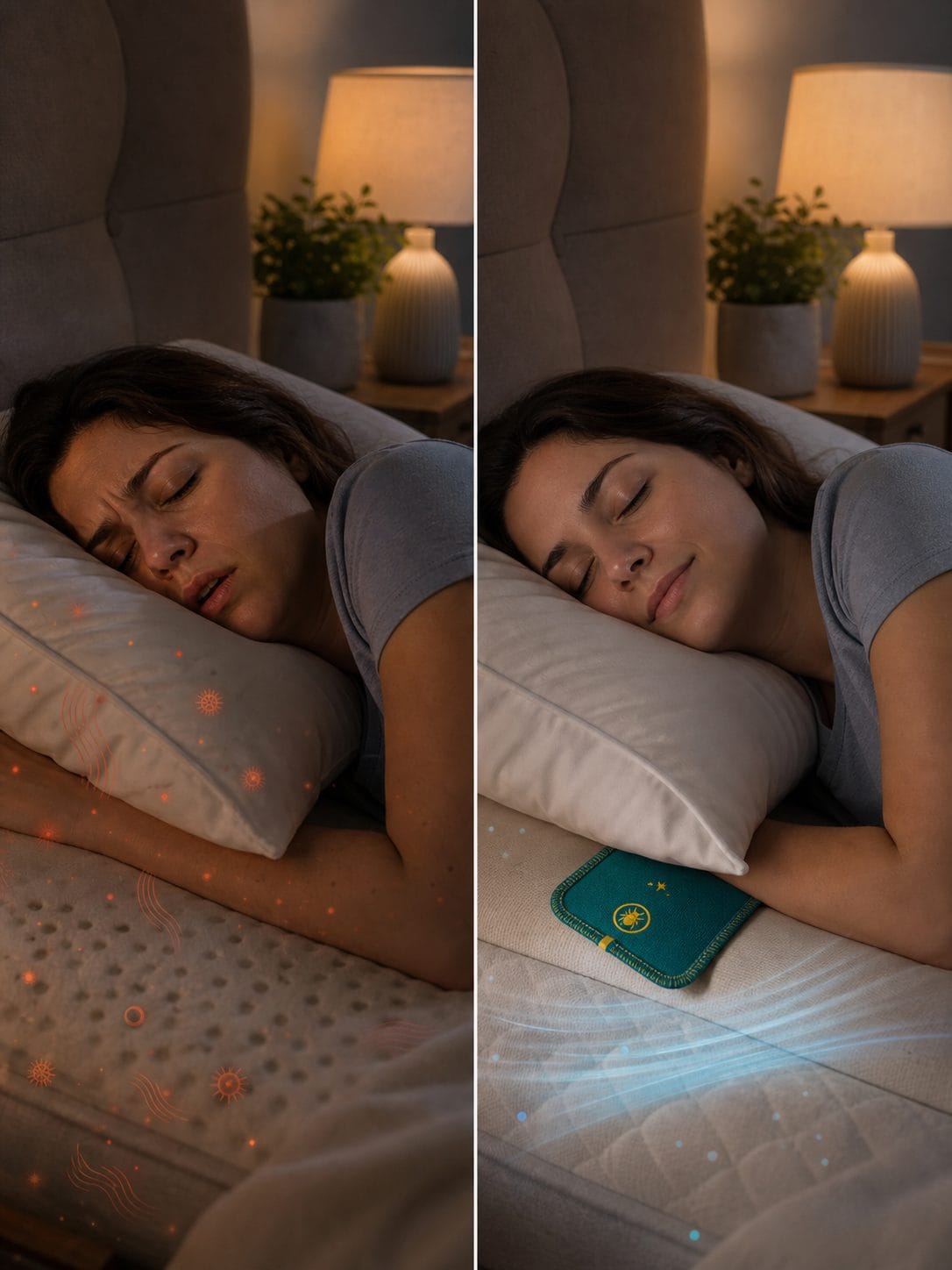 Woman breathing clean air while CaptureCards work in the bed source zone