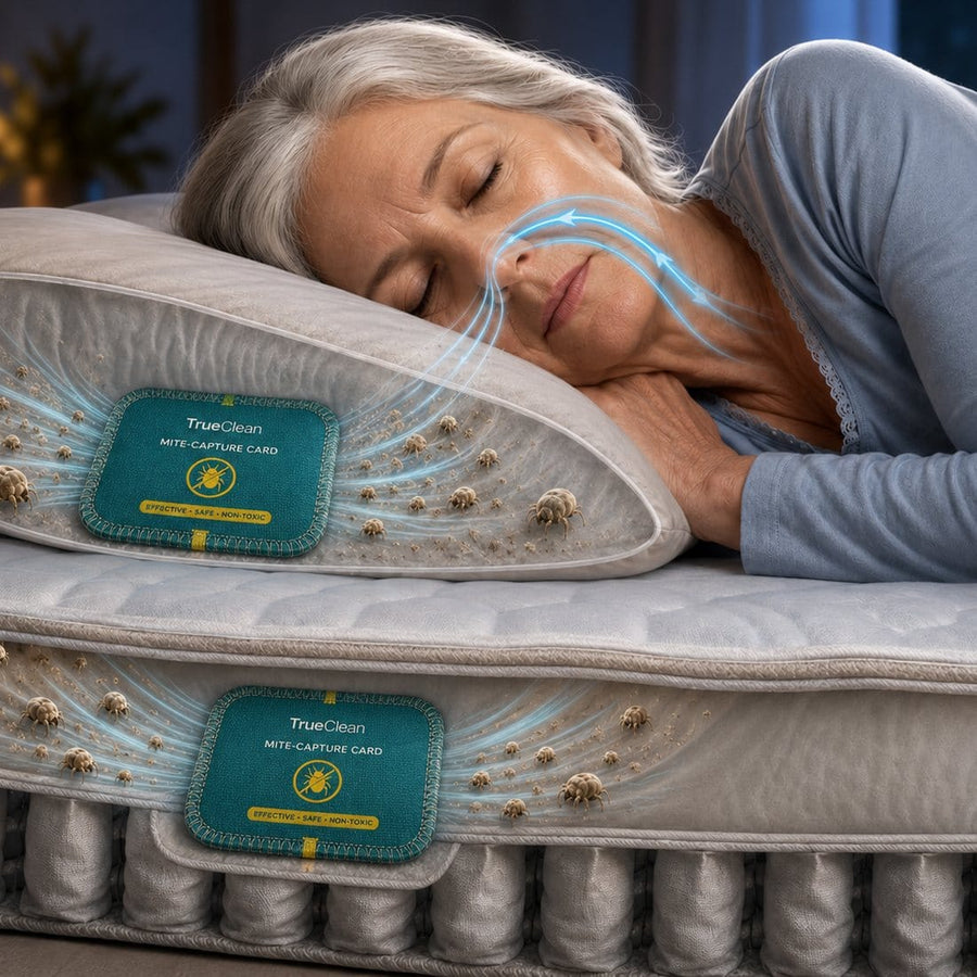 Sleeping-zone visual showing CaptureCards near pillow and mattress source zones
