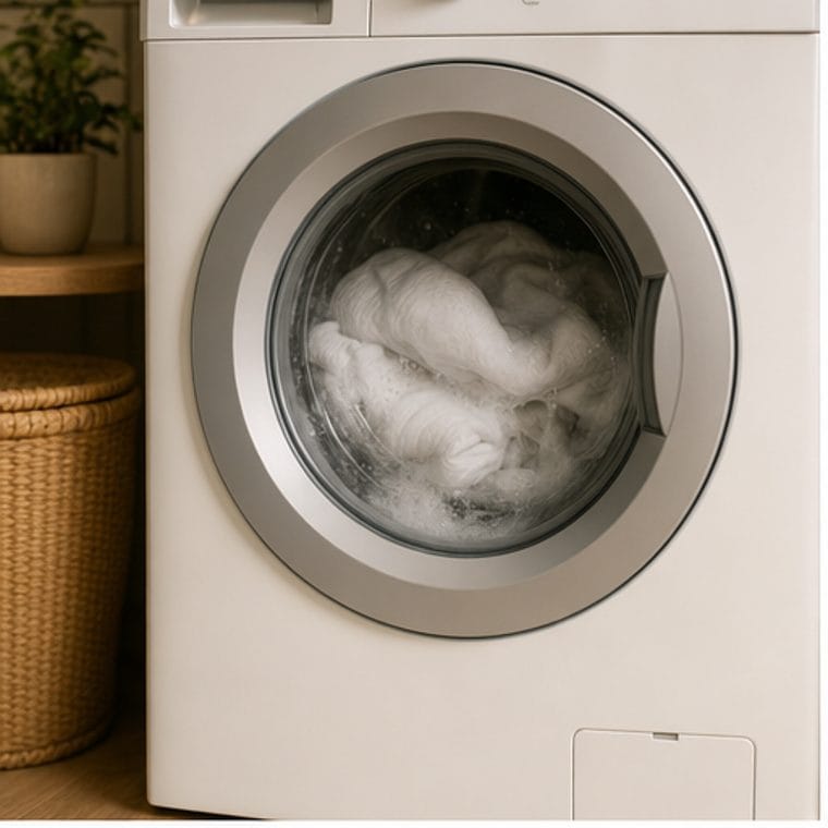Laundry basket representing hot washing