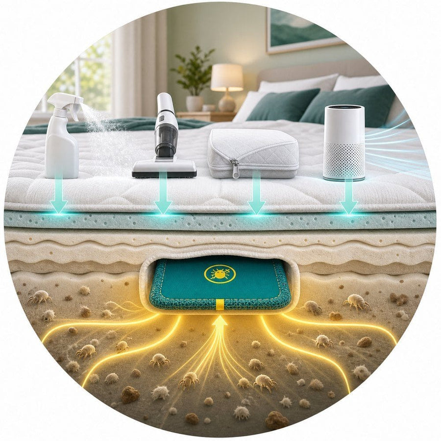 Mattress source area with CaptureCards dust mite trap