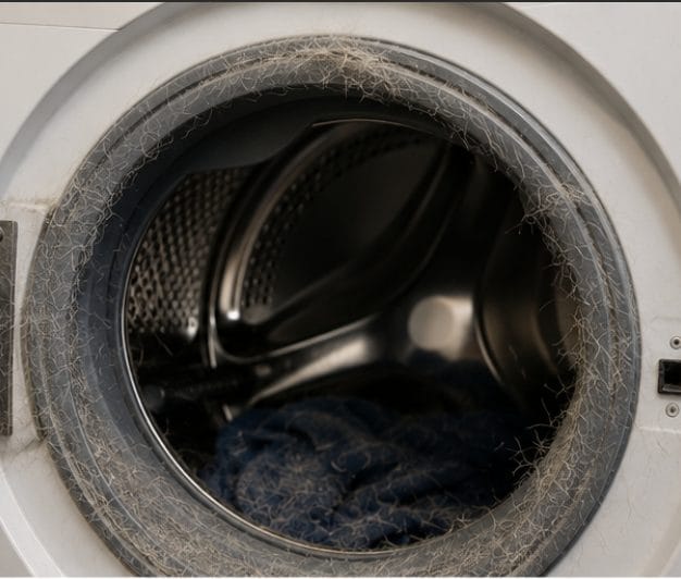 Pet hair collected around a front-loader washer gasket